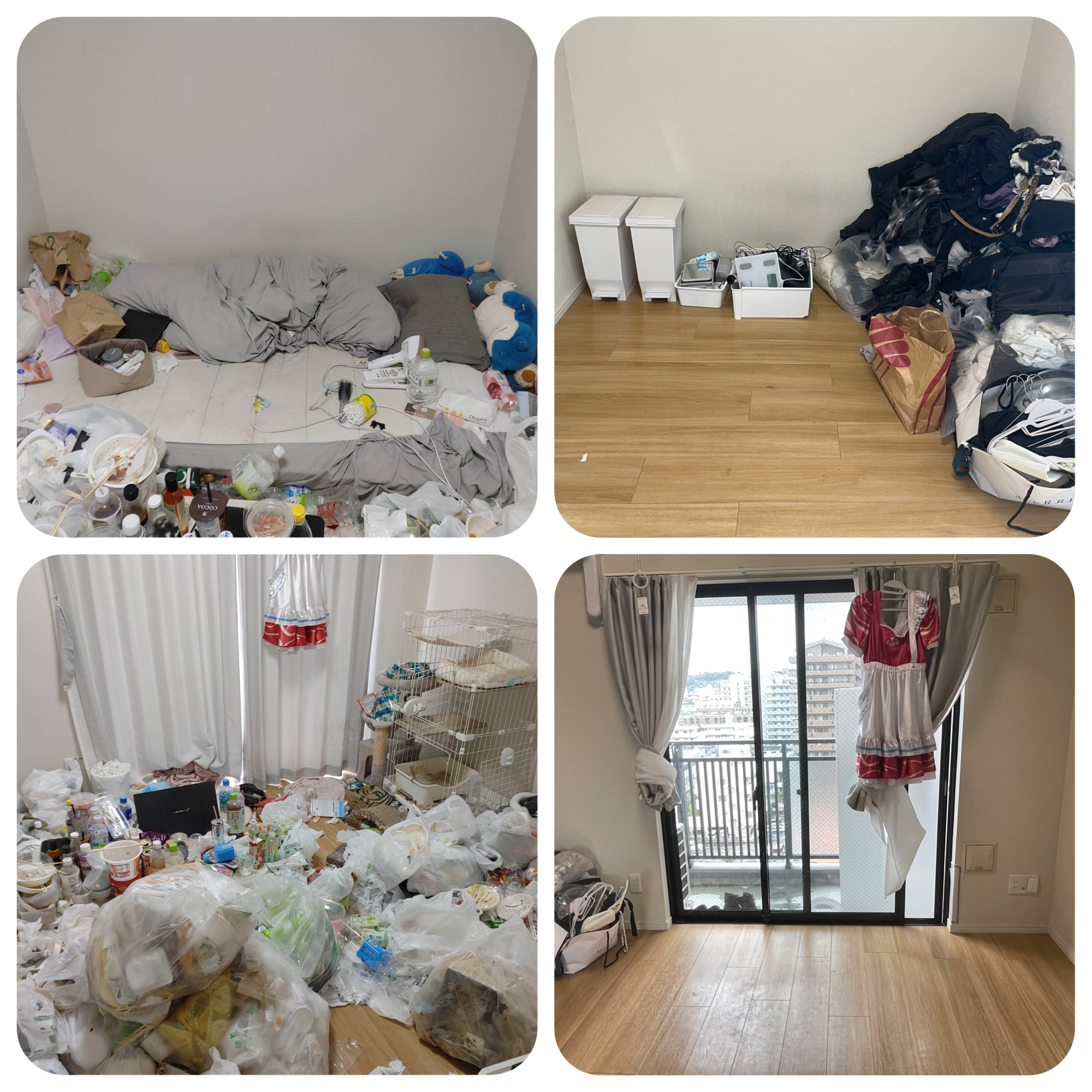 鹿児島市のごみ屋敷片付け・不用品回収作業（寝室・リビングのビフォーアフター） – 株式会社HAKKO