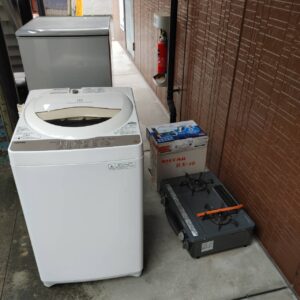 鹿児島市で家電をまとめて不用品回収した現場（冷蔵庫・洗濯機・ガスコンロ）