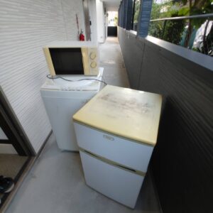鹿児島市の冷蔵庫処分現場（坂之上の冷蔵庫・洗濯機・電子レンジ）