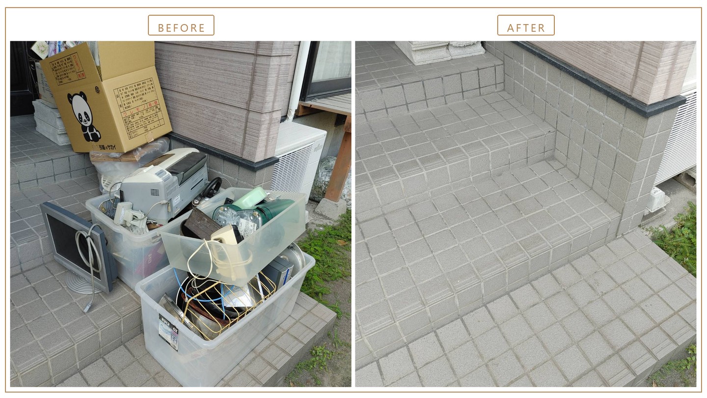 玄関まわりの作業前と作業後